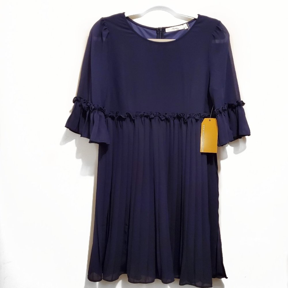 NWT Andree by Unit Blue Pleated Baby Doll Dress Size Small